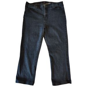 NYDJ Lift X Tuck Technology Straight Stretch Black Denim Jeans Size 24W